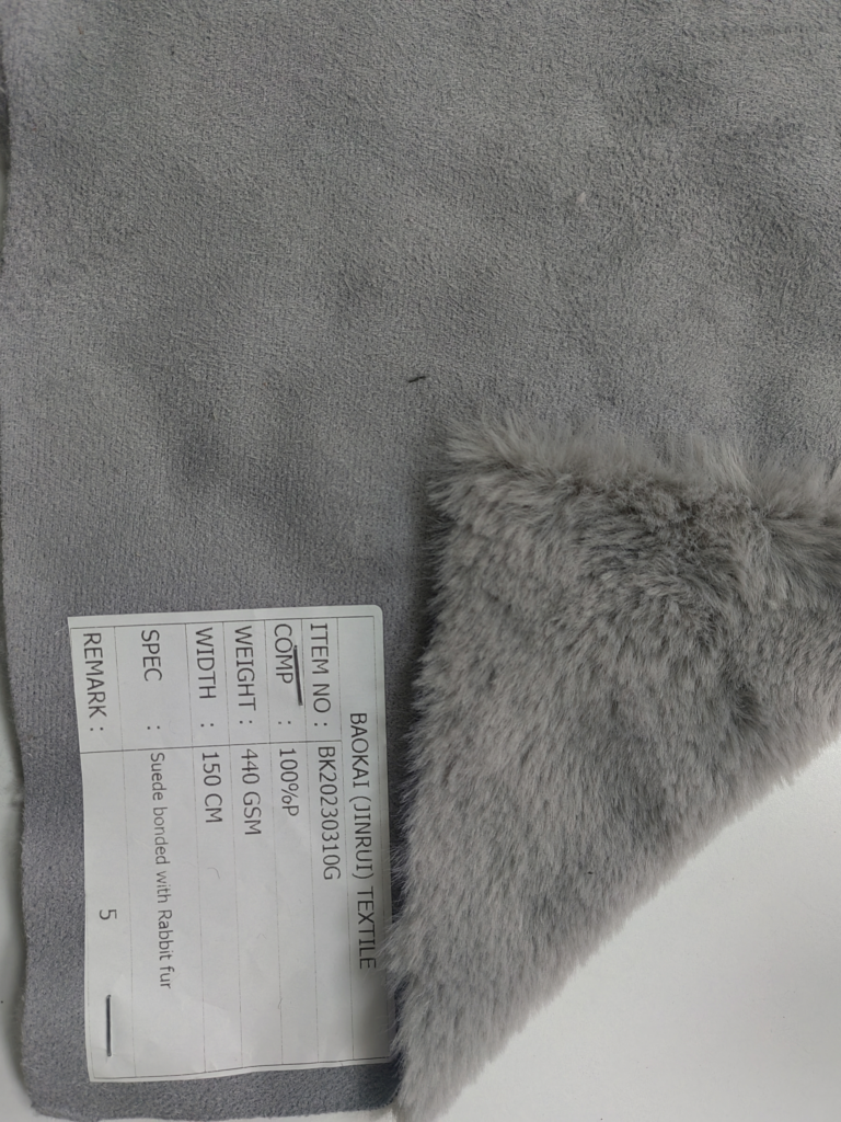 Heavyweight Faux Suede Bonded Plush Rabbit Fur Fabric (BK20230310G)