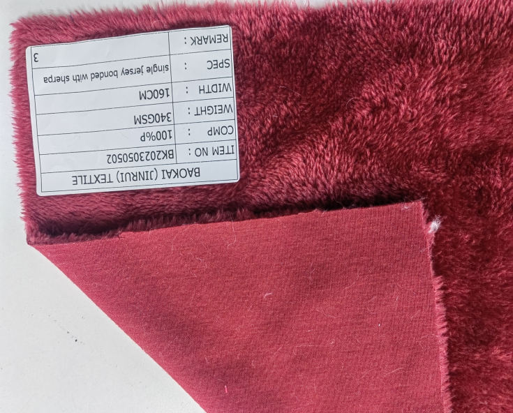 Single Jersey Knitted Bonded Sherpa Fleece Fabric (BK2023050502)